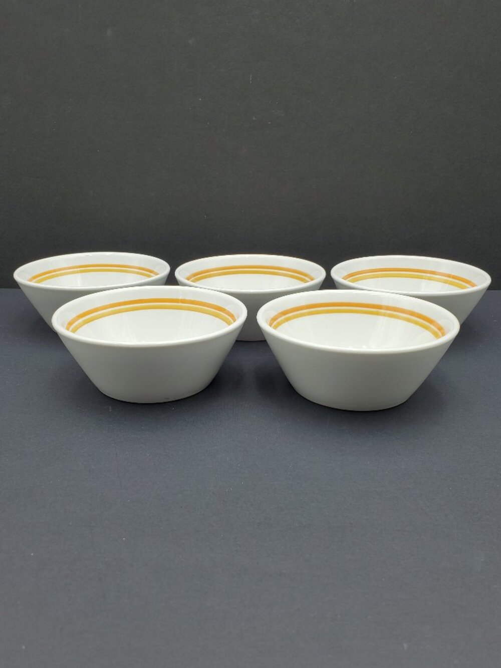 Shenango China Form Yellow & Gold Band Fruit Bowls MCM Diner Dessert Berry Bowls